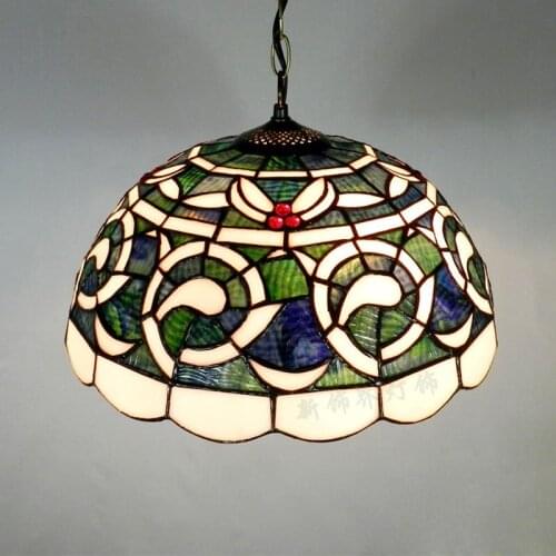 Tiffany Sea Printing Dining Room Pendant Lights Corridor Hallway Balcony Glass Mediterranean Bedroom Romantic Pendant Lightings