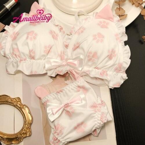 Japanese Bra and Panty Set Sweet Bunny Girl French Lolita Thin Comfortable Sexy Underwear Set for Students Anime Panties