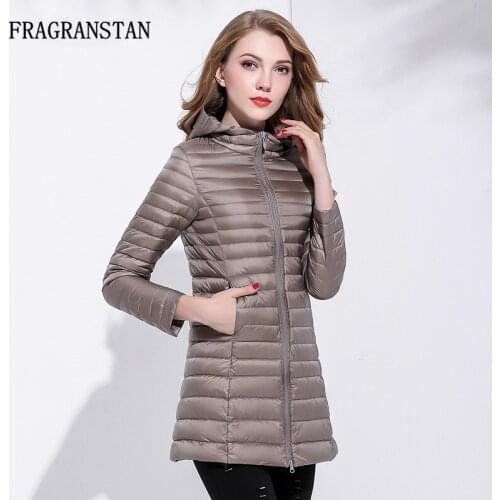 90% White Duck Down Jacket Women Winter Fashion Hooded Long Coat Waterproof Light Warm Vestidos Ladies Brand Casual Outwear Y226