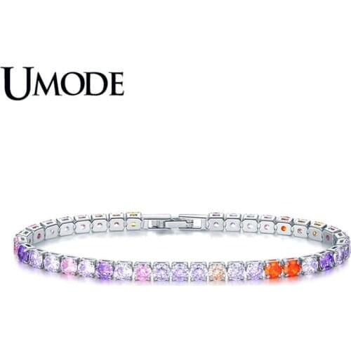 UMODE 2019 Fashion New Brand 4mm 0.25ct Round Zircon Crystal Tennis Bracelets for Womem Men Jewelry Pulseras Mujer Moda AUB0097K