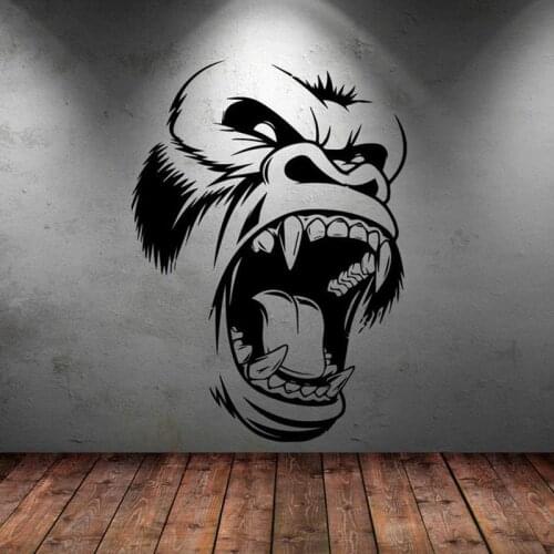 Angry Gorilla Face Wall Sticker Vinyl Decal Mural Art Decor Animal Living Room Wall Decoration Decals Funny P487