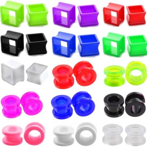 1Pair Acrylic Ear Plug Tunnel Fleash Square Ear Gauge Plugs Expander Strecher Reamer Srew In Piercing Oreja Dilataciones Jewelry