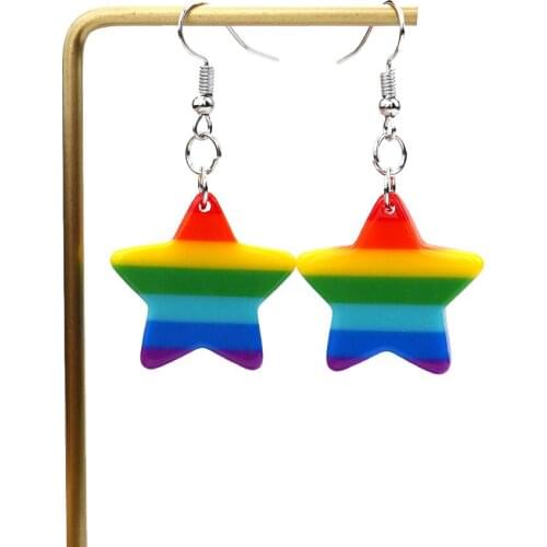 Candy Color Earrings Set 20 Pair Rainbow Star Dangle Earrings For Women Girl Creative Funny Pendant LGBT Jewelry Accessories