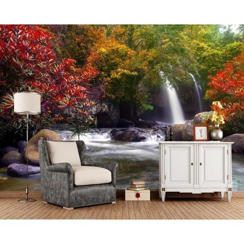 Custom Tropic Park Waterfalls Stones Autumn Waterfall Nature 3d wallpaper,restaurant living room bedroom TV wall papel de parede