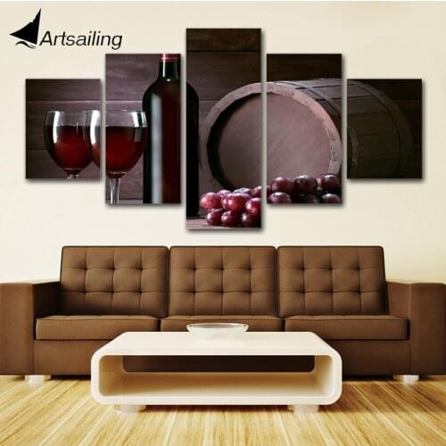 5 Panels Chateau Wine Celler Canvas Painting Print Painting On Canvas Wall Art modular pictures Kitchen living room Home Decor