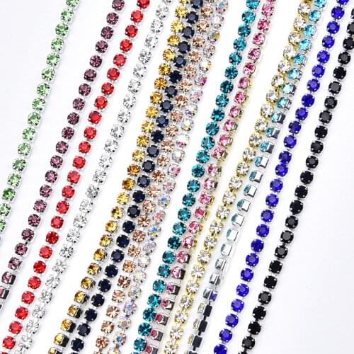 5yards Sewing Crystal Rhinestone Chain SS6 Claw Gule on Rhinestone Trim DIY Beauty Accessories