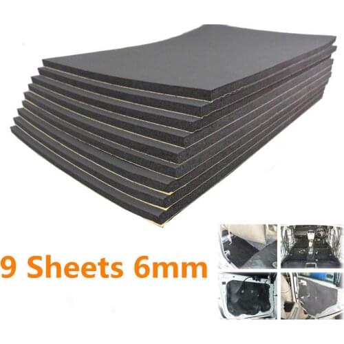 6mm Car Auto Van Sound Proofing Deadening Insulation Foam 30cm*50cm Car Dissipating Heat Thermal Insulation Foams Pad 9pcs Set
