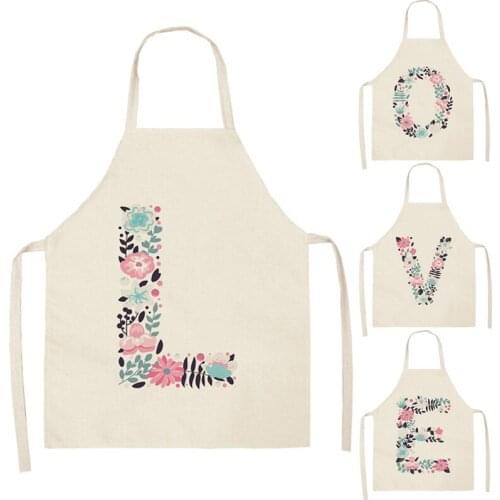 Letter Apron for Woman Man Cotton Linen Aprons For Cooking Home Cleaning Tools Anti-dirty Apron