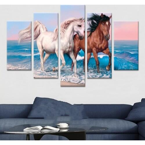 5d diy Diamond Painting 5 Pieces Animal Horse diamond embroidery Cross stitch Full drilling birthday present Round drill