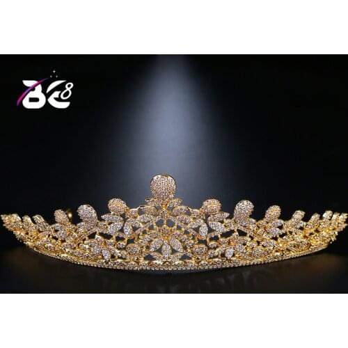 Be 8 New Fashion Flow Shape Tiara Hair Accessories Bridal Wedding Crown Rhinestone Princess Engagement Party Show H061
