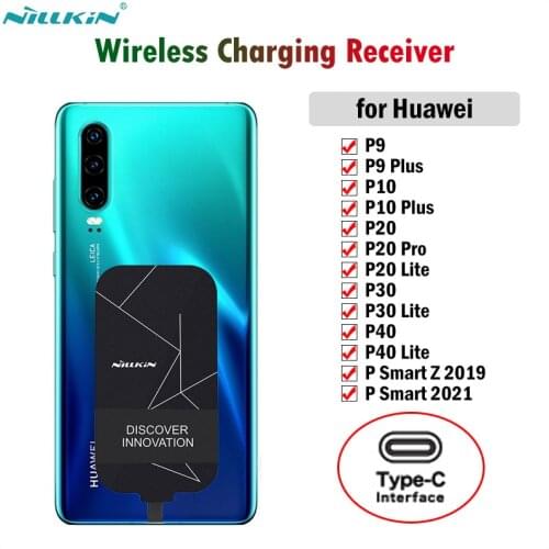 Nillkin Qi Wireless Charging Receiver for Huawei P9 P10 P20 Pro Plus P30 P40 Lite P Smart Z 2019 Type-C Adapter USBC Connector