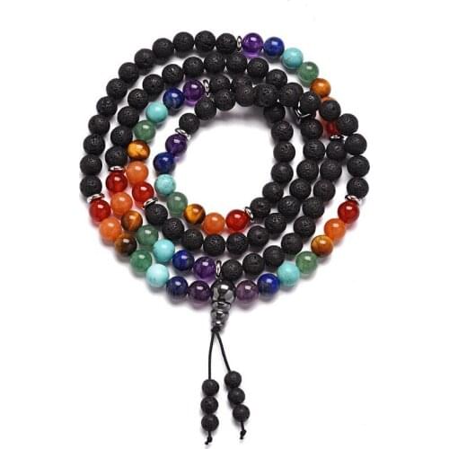 7 Chakra Mala 108 Beads Bracelet or Necklace Buddha Energy Healing Natural Stone Jewelry for Women Men