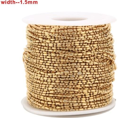 1/2/5/10M Stainless Steel Handmade Gold Beads Chains Link Chain DIY For Choker Necklace Bracelet Anklet Jewelry Making Findings