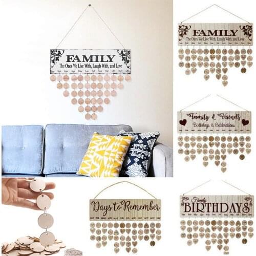 Board Plaque DIY Wooden Calendar Hanging On The Wall Decoration Family Friends Birthday Day To Remember Home Decor Gifts