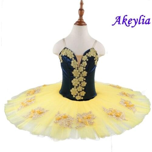 Child Blue yellow Ballet Tutu performance flower fairy Pancake Tutu for Adult practice Ballet Dance Costumes for Girls BLST20004