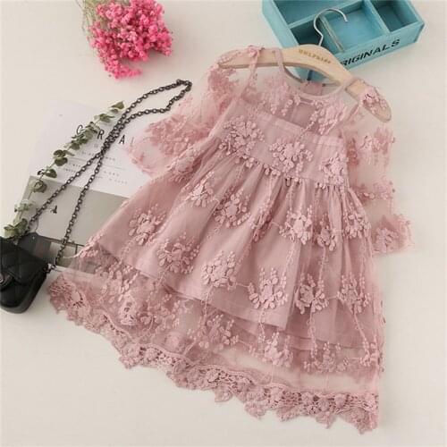 2021 New Brand Summer Lace Flower Dress Baby Girl Party Wedding Dress Children Kids Dresses For Girls Princess Costume 3 8Y