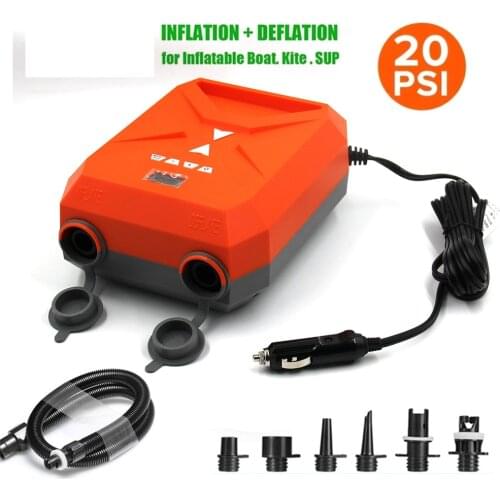 20 PSI Electric Air Pump for Inflatable SUP Stand Up Paddle Surfing Board with Built-in Voltage Protection LCD Display 12V 110W