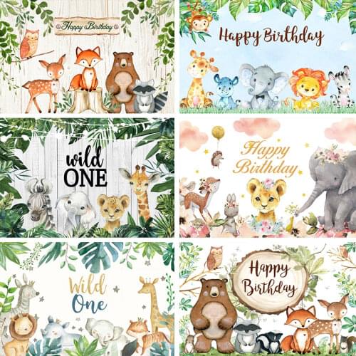 Tropical Jungle Safari 1st Wild One Newborn Baby Birthday Party Photozone Family Shoot Photography Backdrop Photo Background