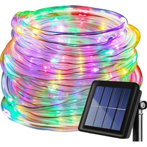 200/300 LEDs Solar Powered Rope Tube String Lights Outdoor Waterproof Fairy Lights Garden Garland For Christmas Yard Decoration
