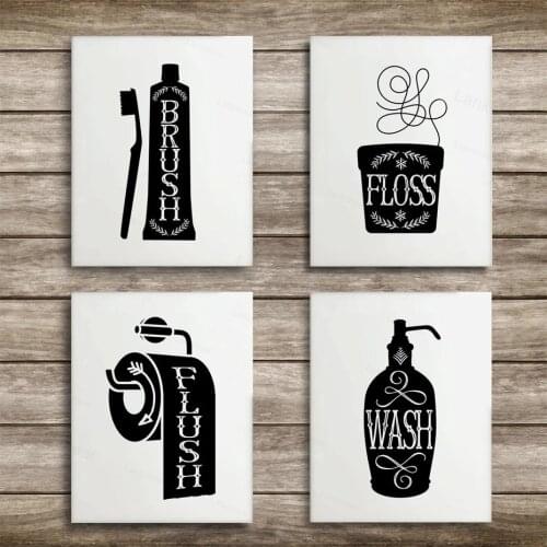 Bathroom Canvas Wall Decor Wall Art Paintings Black and White Diy Photo Framed Prints Posters Pictures Frame Home Decoration