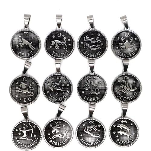 Unisex 316L Stainless Steel Cool ZODIAC Newest Fashion Lovely Cute Style Pendant Free Chain