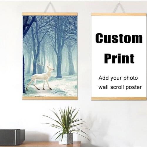 Favorite picture family baby photo canvas painting poster and custom print art with solid wood hanging scrolls canvas printing