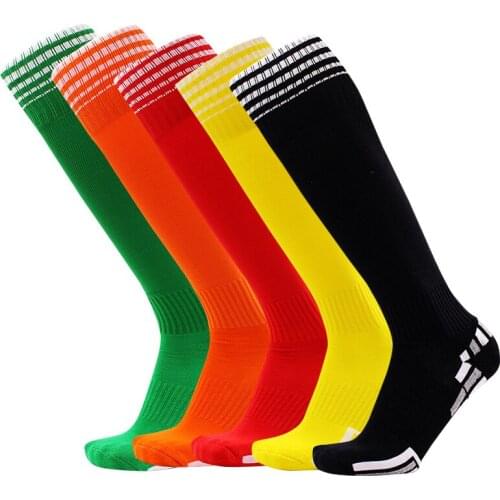 Soccer Socks Men Football Stocking Over knee Stripes Absorption Anti Slip Outdoor Sports Socks Towel Bottom Running Sock Unisex