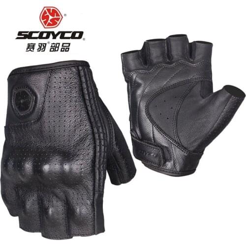 2019 New summer SCOYCO Half finger leather motorcycle racing gloves ventilation knight motorbike riding gloves MC25 M L XL XXL