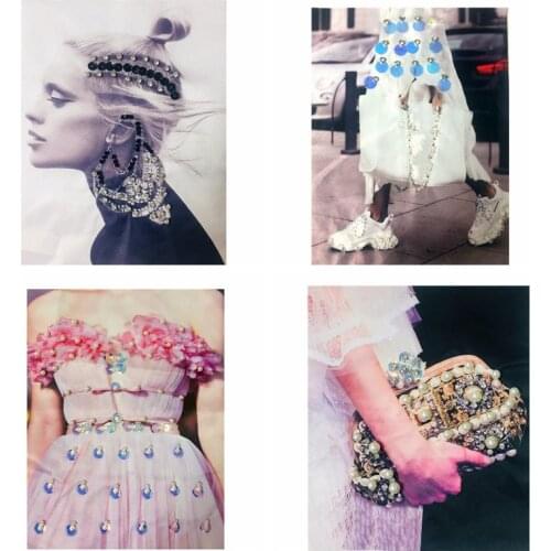 New Embroidered Sequin Beaded Patches Digital Printing Cloth Stickers Handmade Flower Patch Clothing Patch Stickers