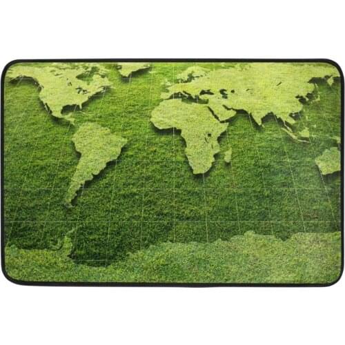 New Style Grassland Non-slip Floor Mats 40*60CM World Map Printing Household Door Mat Bedroom Bathroom Kitchen Decoration Mat