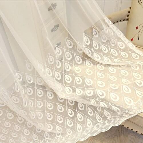 Slow Soul Peacock Opening White Embroidered Tulle Curtains Living Room Window Curtain Kids 3d Panels Lace Sheer Custom Drapes