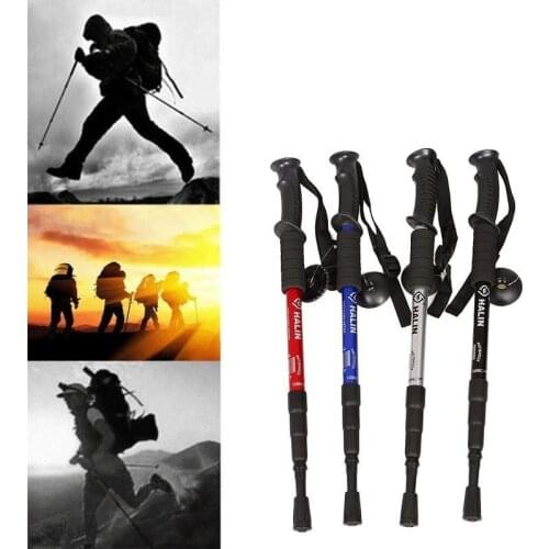 Trekking poles hike walking stick nordic walking cane Aluminum ski camp telescopic baton outdoor hiking poles crutches hot A3079