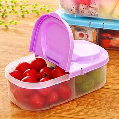 Plastic Food Save Sealed Jar Storage Box Double Grid Covered Storage Boxes Multifunctional Kitchen Refrigerator Kitchen Tools