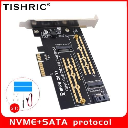 TISHRIC NVME/NGFF Dual interface Adapter Board PDM2-R2.0 M2 2280 SSD Card NVME/NGFF to PCIE 4X 8X 16X PCI-E Express Riser Card