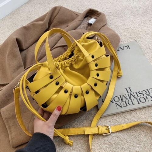 Semicircle Design PU Leather Flower Basket Crossbody Bag for Women 2021 Spring New Branded Handbag Women Shoulder Bag and Purses