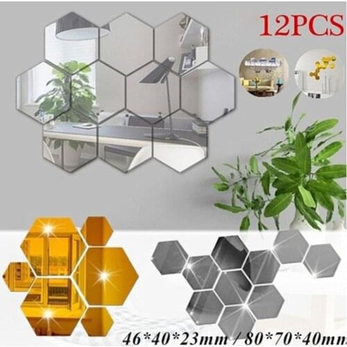 Hexagon mirror mirror environment friendly acrylic wall wall decoration crystal stereo mirror wall paste wallpaper wall stickers