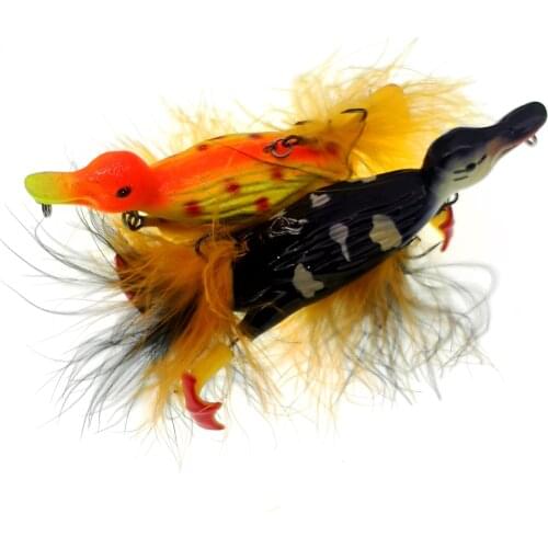 SWOLFY 2pcs 3D 29G DUCK Topwater Fishing Lure Floating Artificial Bait Plopping and Splashing Feet Hard Fishing Tackle Geer