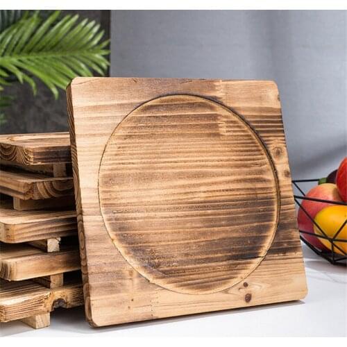 Heat insulation wood pad iron plate board barbecue square heat insulation wood pad stone plate casserole pad stone pot pad