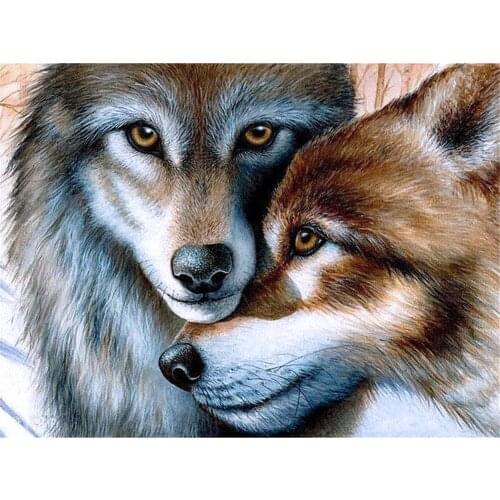 Animal Wolf Printed Water-Soluble Canvas 11CT Cross Stitch DIY Embroidery Full Kit DMC Threads Craft Handmade Mulina