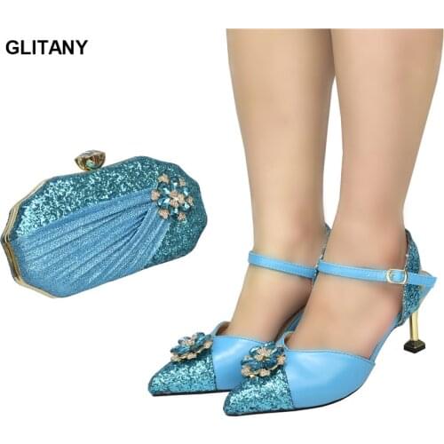 Women Italian African Party Pumps Shoes and Bag Set Matching Shoes and Bag Set in Heels Designer shoes women Luxury 2020