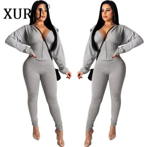 XURU Waist Shaping Casual Sports Jumpsuit Two-piece Suit 2020 New Womens Jumpsuit Suit