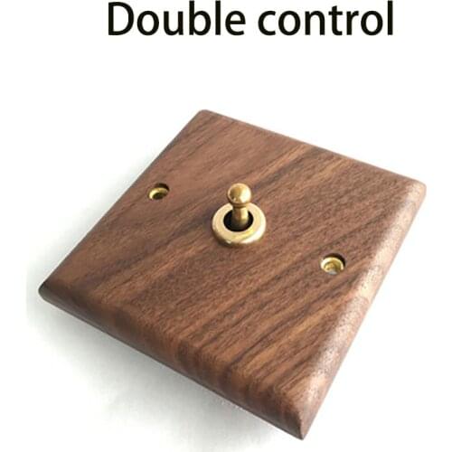 1pcs American black walnut panel brass lever antique solid wood retro switch socket 86 type switch