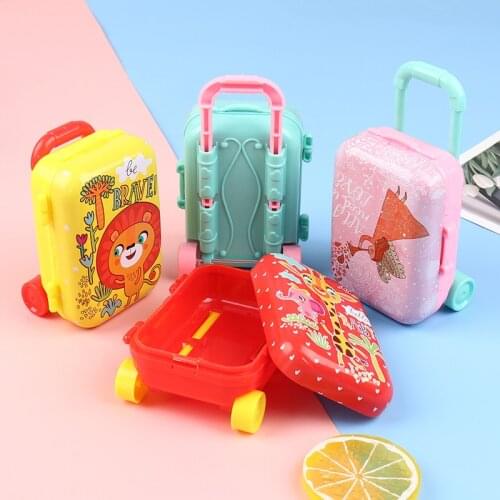 1 Pc Metal+Plastic Colorful Mini Suitcase For Dolls Miniature Toys Trunk Dollhouse Decor Jewellery Box
