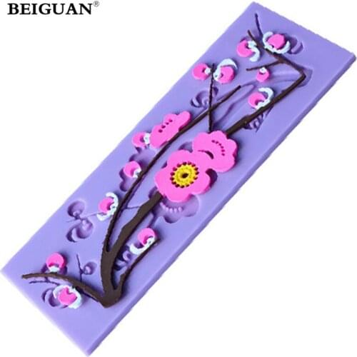 1pcs Silicone Lace Mold Plum Flower Cake Mould Sugar Craft Fondant Cake Embossed Mold Cake decoration Tools