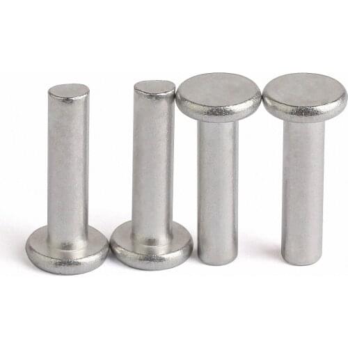 100pcs M5 M6 Aluminium Solid Rivets Knock Flat Head Rivet GB109 Lenght 8mm 10mm 12mm 16mm 20mm 25mm 30mm