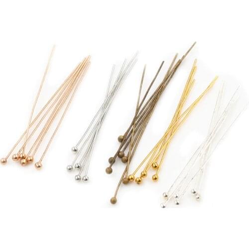 200pcs/lot 16 20 25 30 40 45 50mm Silver Color Metal Ball Head Pins For Diy Jewelry Making Head pins Findings Dia 0.5mm Supplies