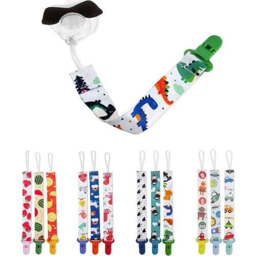 3Pcs/Set Baby Pacifier Clip Pacifier Anti-lost Chain Dummy Clip Nipple Holder Cartoon Print Child Kid Pacifier Soother Holder