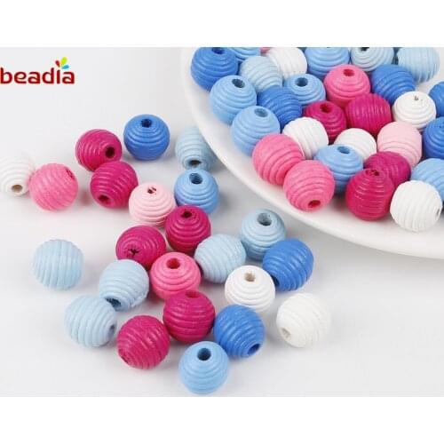 50pcs 14mm Natural Screw Thread Beehive Wooden Beads For Clothes Jewelry Crafts Kids Toys Teething Spacer Beading Beads