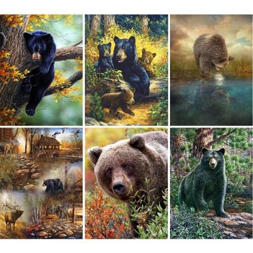 5D DIY Diamond Painting Animals Bear Cross Stitch Kit Full Drill Embroidery Mosaic Art Picture of Rhinestones Crafts Home Decor