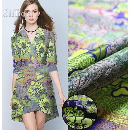 American style Multi color pastoral floral jacquard brocade fabric for dress coat jacquard tissue apparel tecidos yarn SP4988